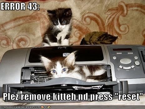 ERROR 43: Plez remove kitteh nd press â€œresetâ€�